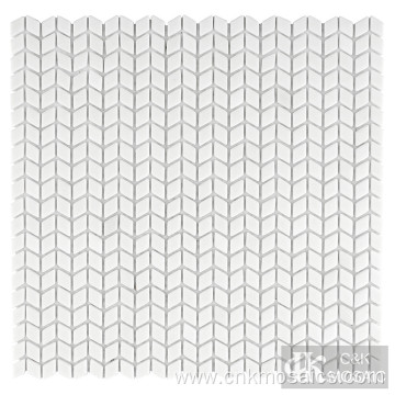 White Diamond Shaped Kitchen Glass Mosaic Tile